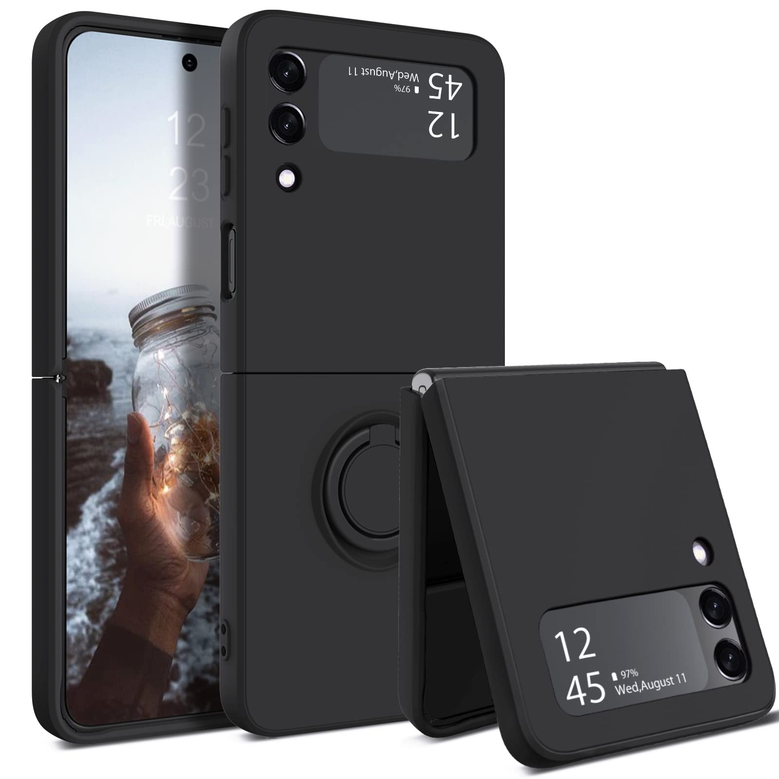 ZORBES Phone Case for Samsung Galaxy Z Flip 3 5G, 6.7'' Phone Case with Built in Metal Phone Grip TPU Phone Case Anti Scratch Phone Case for Galaxy Z Flip 3, Black ZORBES Phone Case for Samsung Galaxy Z Flip 3 5G, 6.7'' Phone Case with Built in Metal Phone Grip TPU Phone Case Anti Scratch Phone Case for Galaxy Z Flip 3, Black